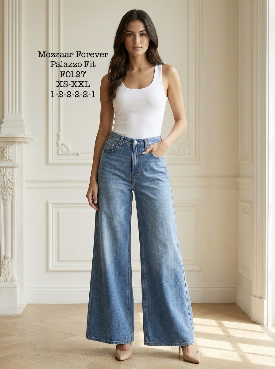 Grossiste MOZZAAR FOREVER - Pantalon jean, coupe large, Palazzo