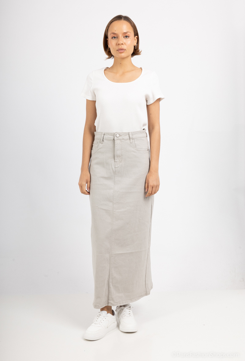 Wholesaler MOZZAAR FOREVER - 100cm long denim skirt without slit