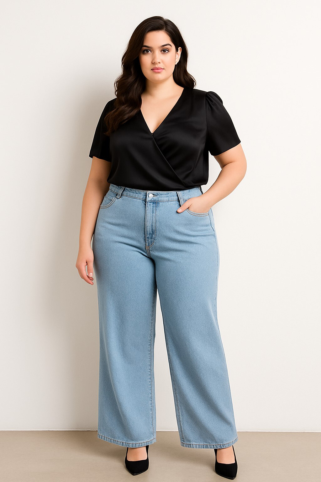 Großhändler MOZZAAR FOREVER - Tencel-Hose in Übergröße, sehr fließendes Material
