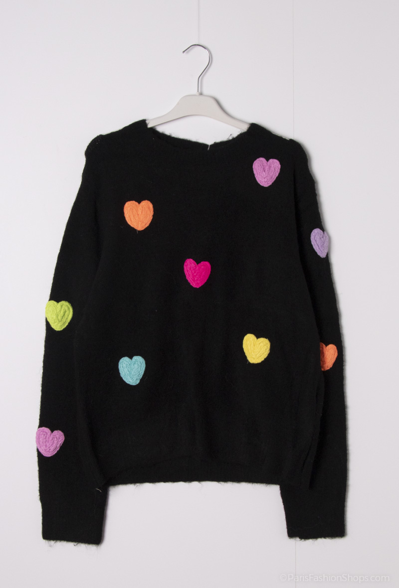 Wholesaler MOZZAAR FOREVER - Sweater with little heart, mohair touch