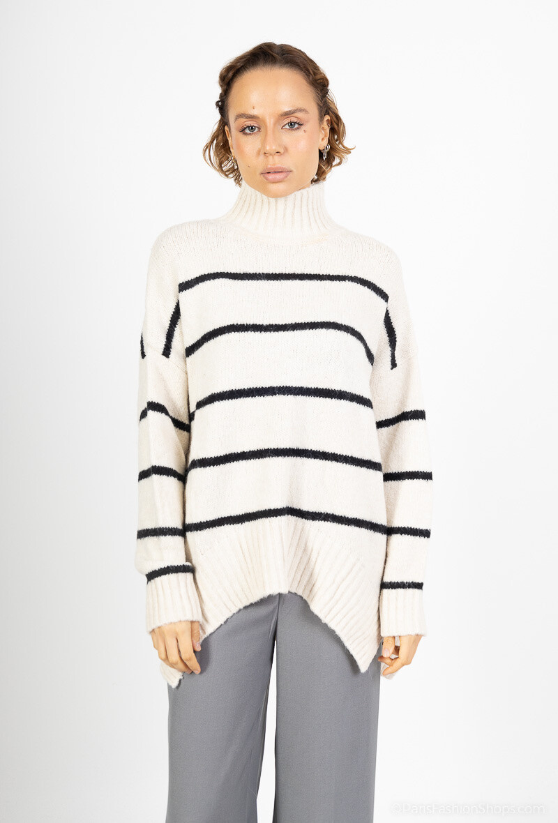 Wholesaler MOZZAAR FOREVER - Oversized sweater, with high collar, sailor