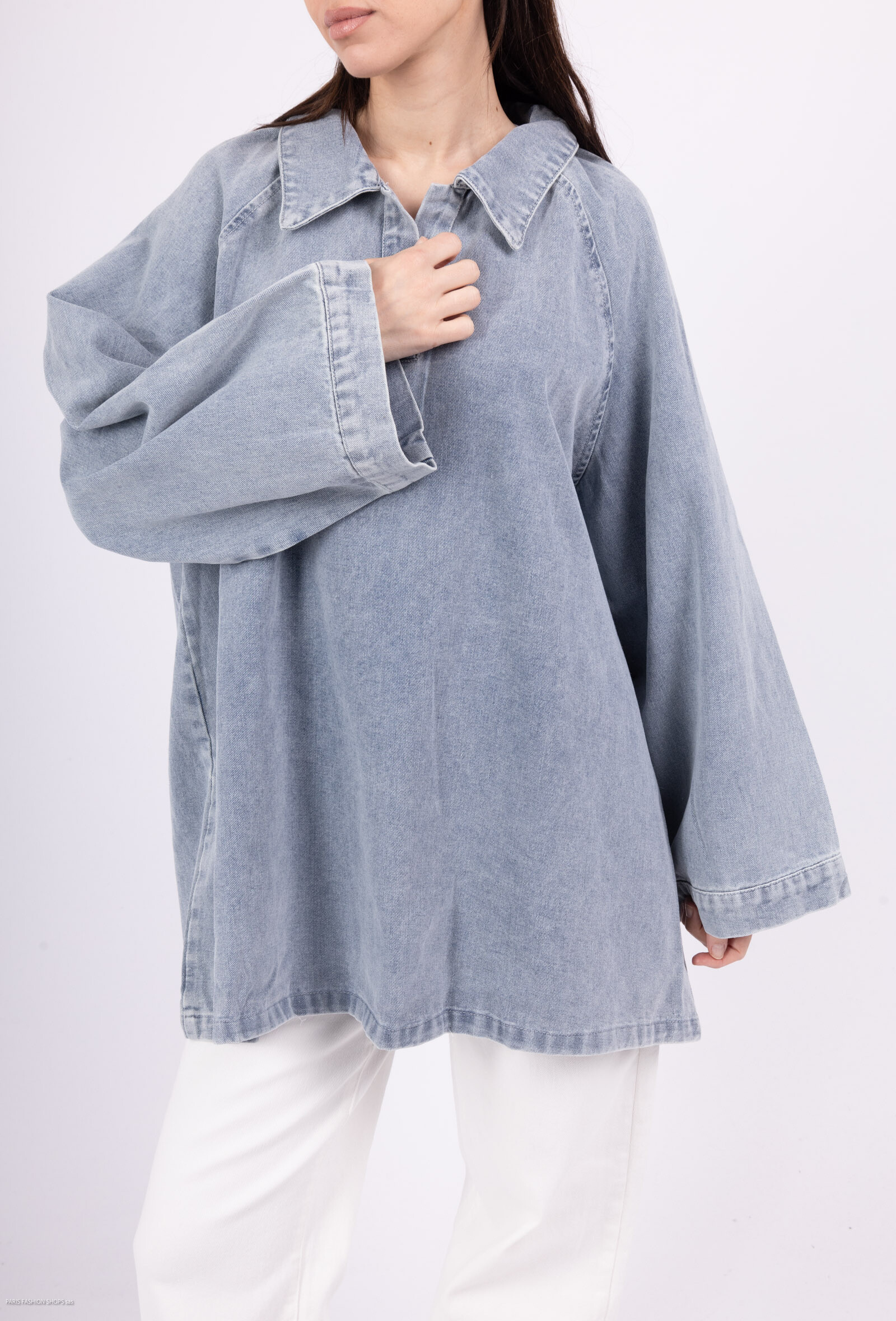 Wholesaler MOZZAAR FOREVER - Jeans tunic, oversized style, with long handle
