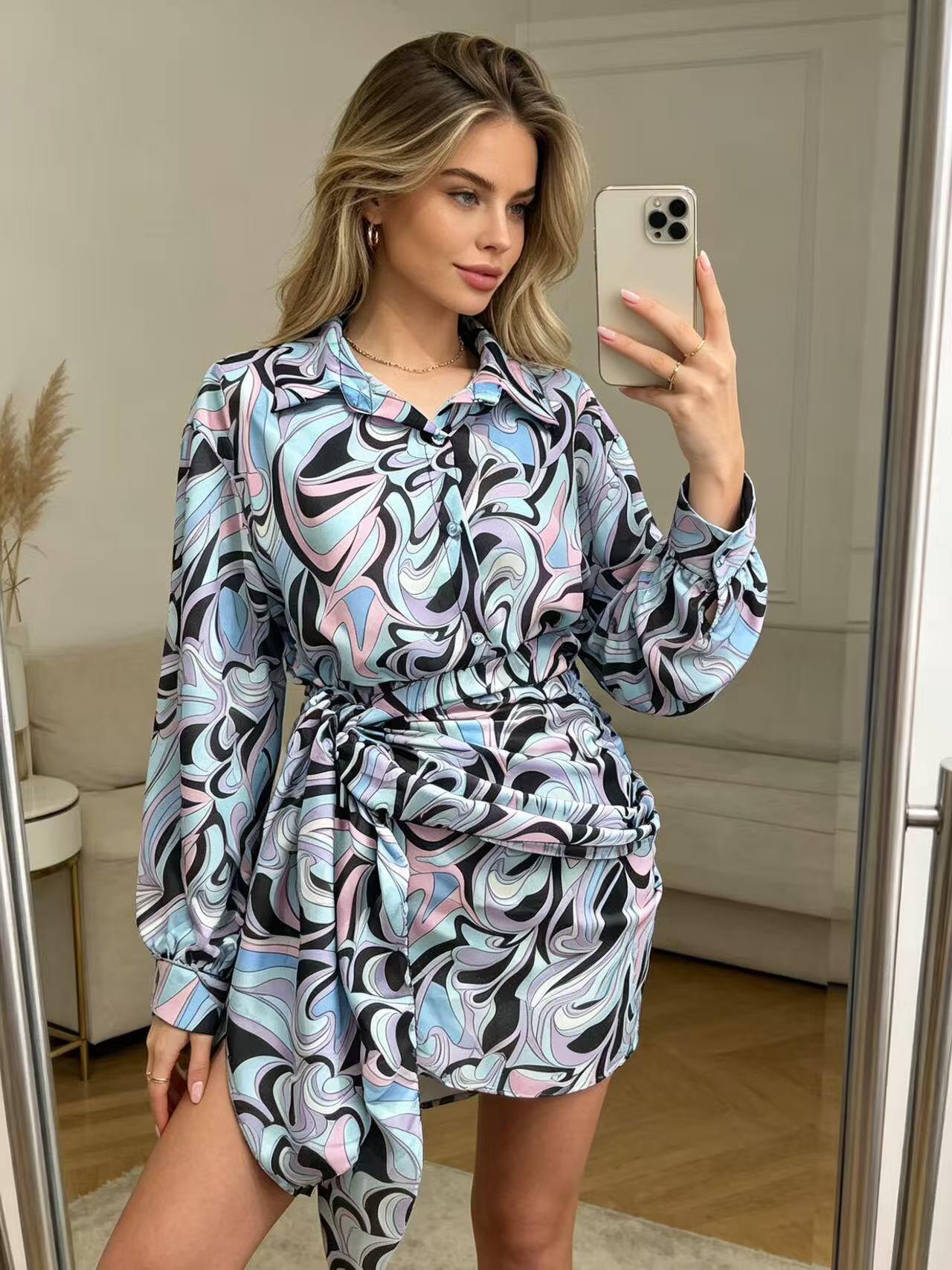 Wholesaler MP - Multi-position bandana shirt dress with integrated scarf
