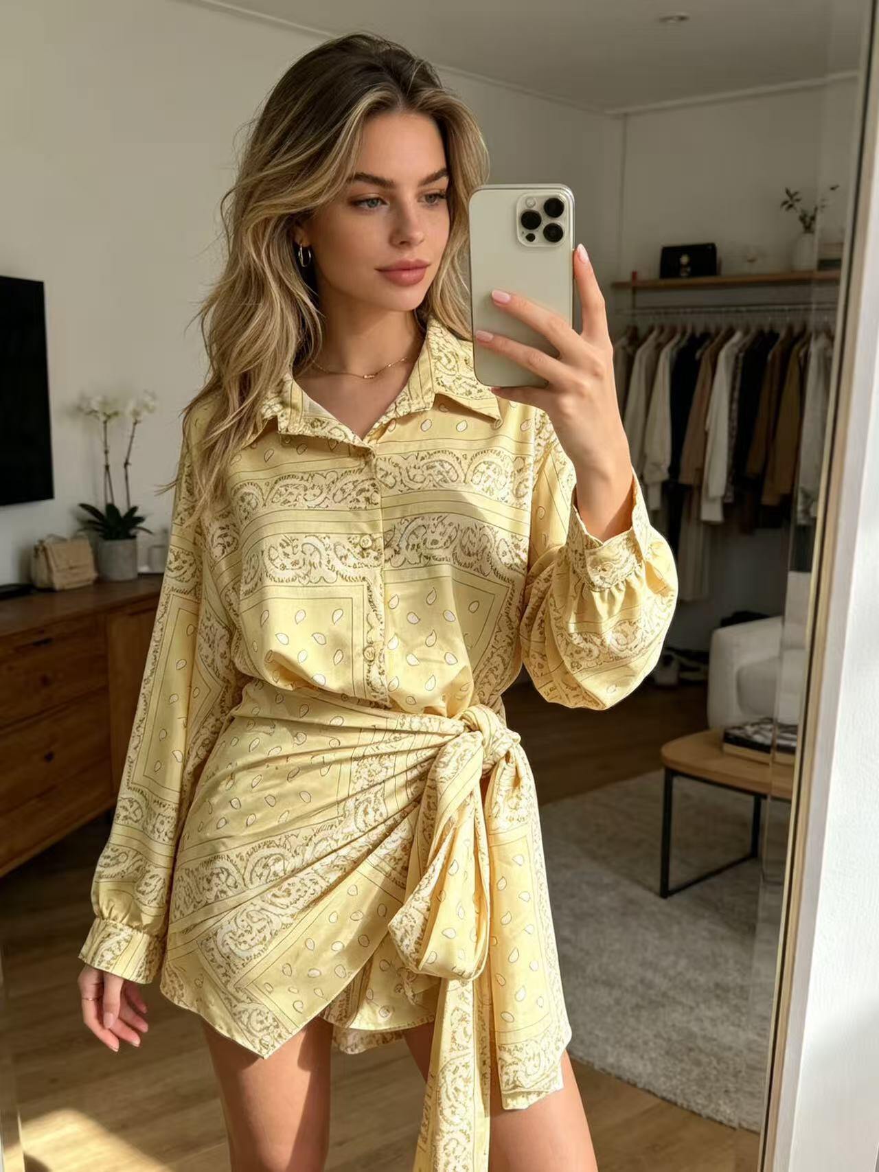 Wholesaler MP - Multi-position bandana shirt dress with integrated scarf