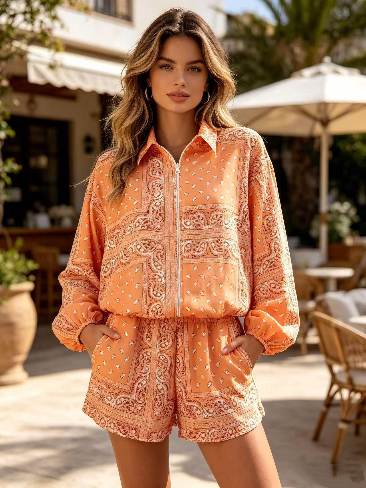 Wholesaler MP - Bandana set with zip-up jacket and matching shorts