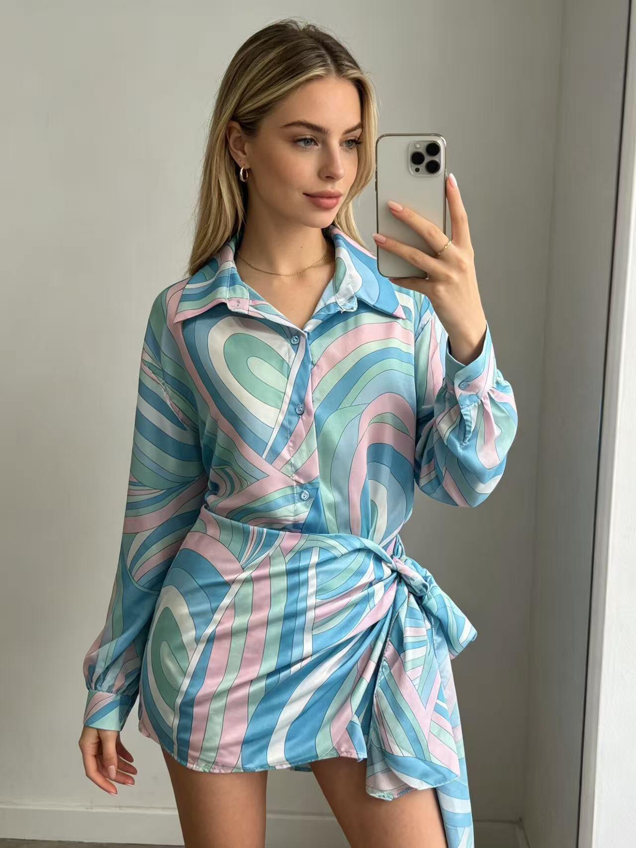 Wholesaler MP - Multi-way bandana shirt dress with integrated scarf