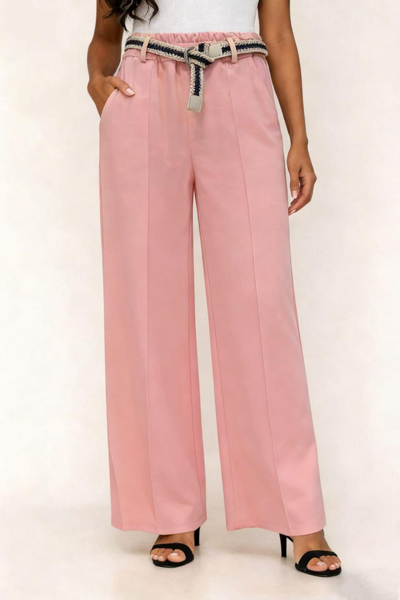 Mayorista MP - Pantalón Ancho con Cinturón Trenzado