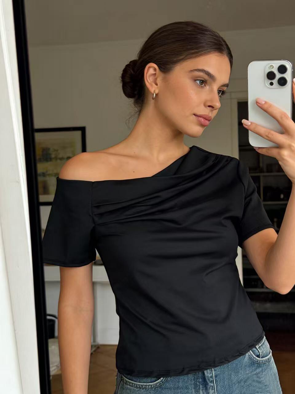 Mayorista MP - Top elegante con cuello drapeado
