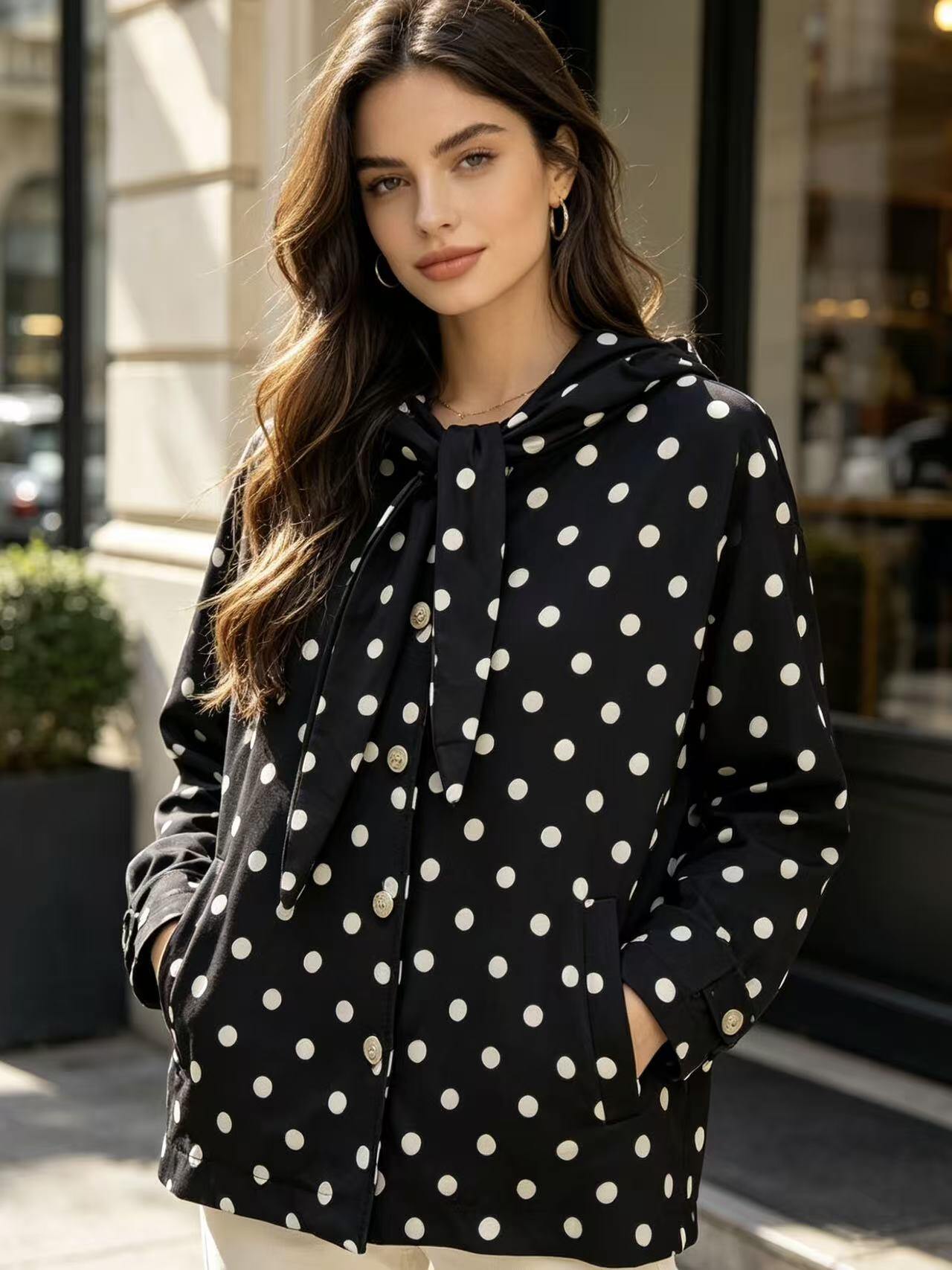 Grossiste MP - Veste à capuche avec nœud au col