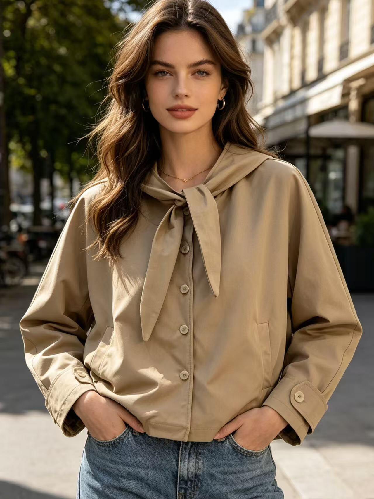 Wholesaler MP - Hooded jacket with bow at the collar