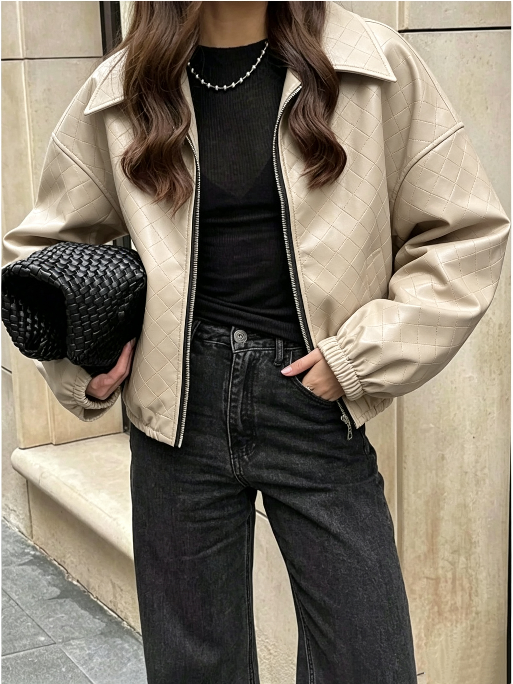 Mayorista MP - Chaqueta bomber estilo BV en cuero sintético
