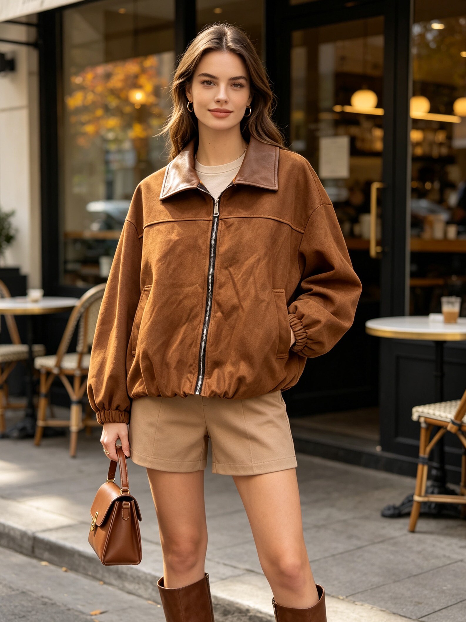 Großhändler MP - Wildlederjacke mit Reißverschluss und Lederkragen