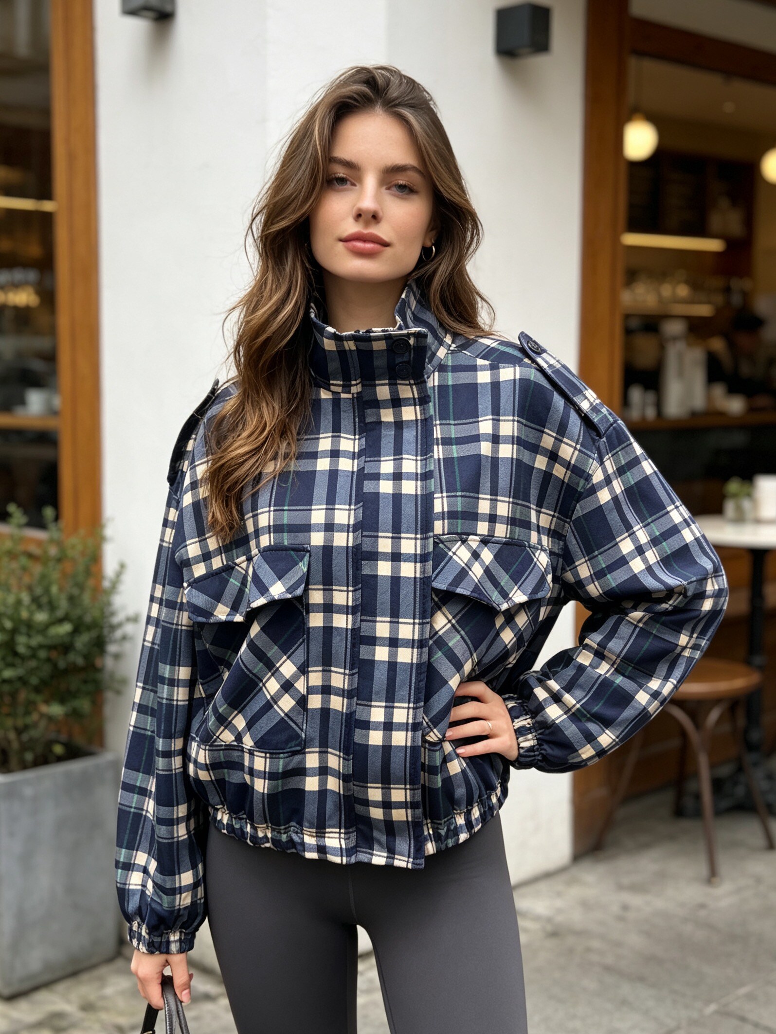 Mayorista MP - Chaqueta a cuadros con cremallera