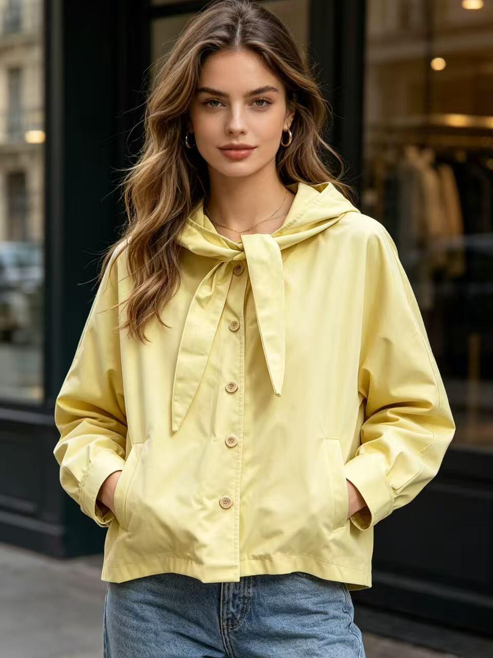 Wholesaler MP - Hooded jacket with bow at the collar