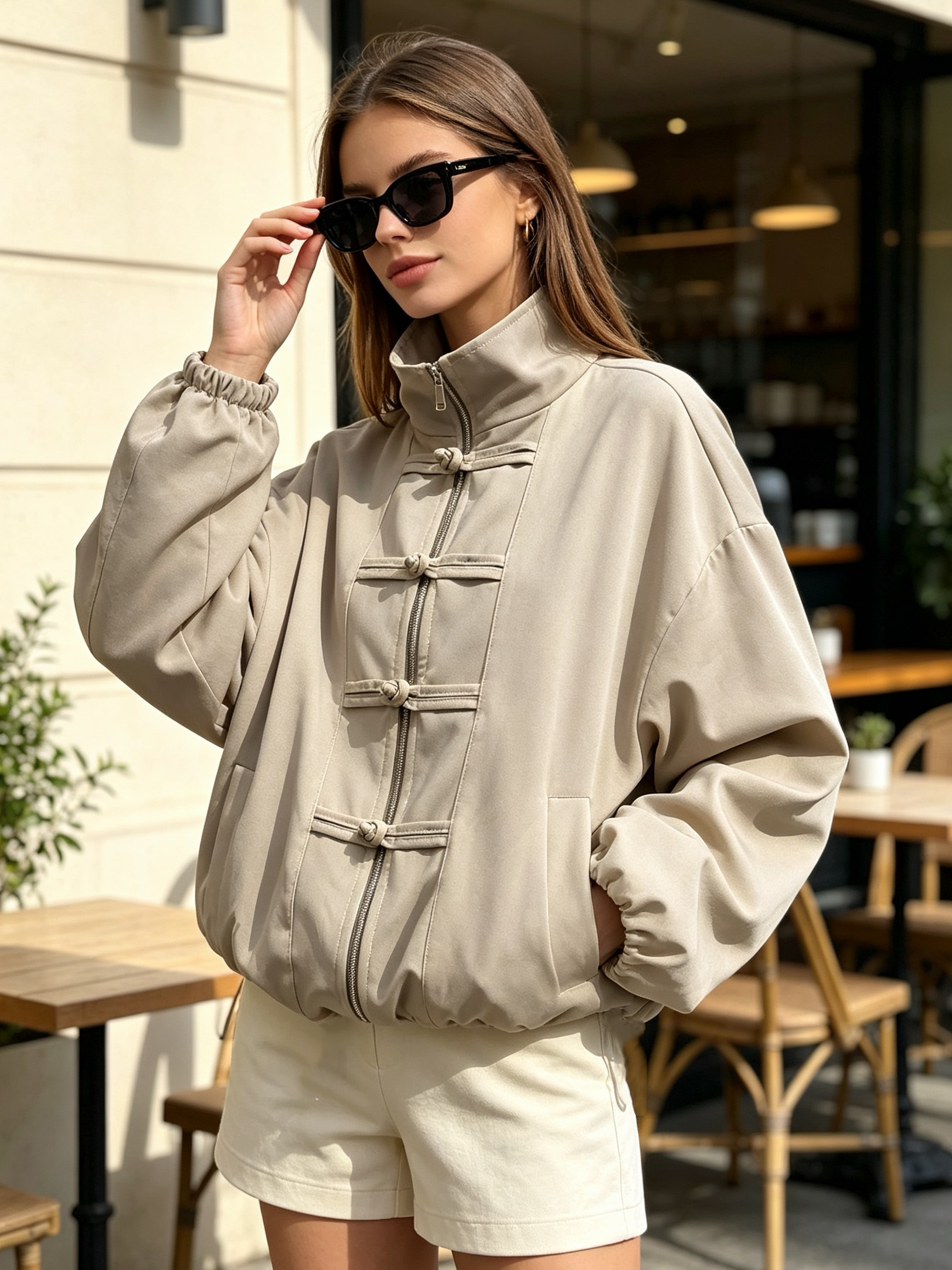 Grossiste MP - Blouson zippée à brandebourgs