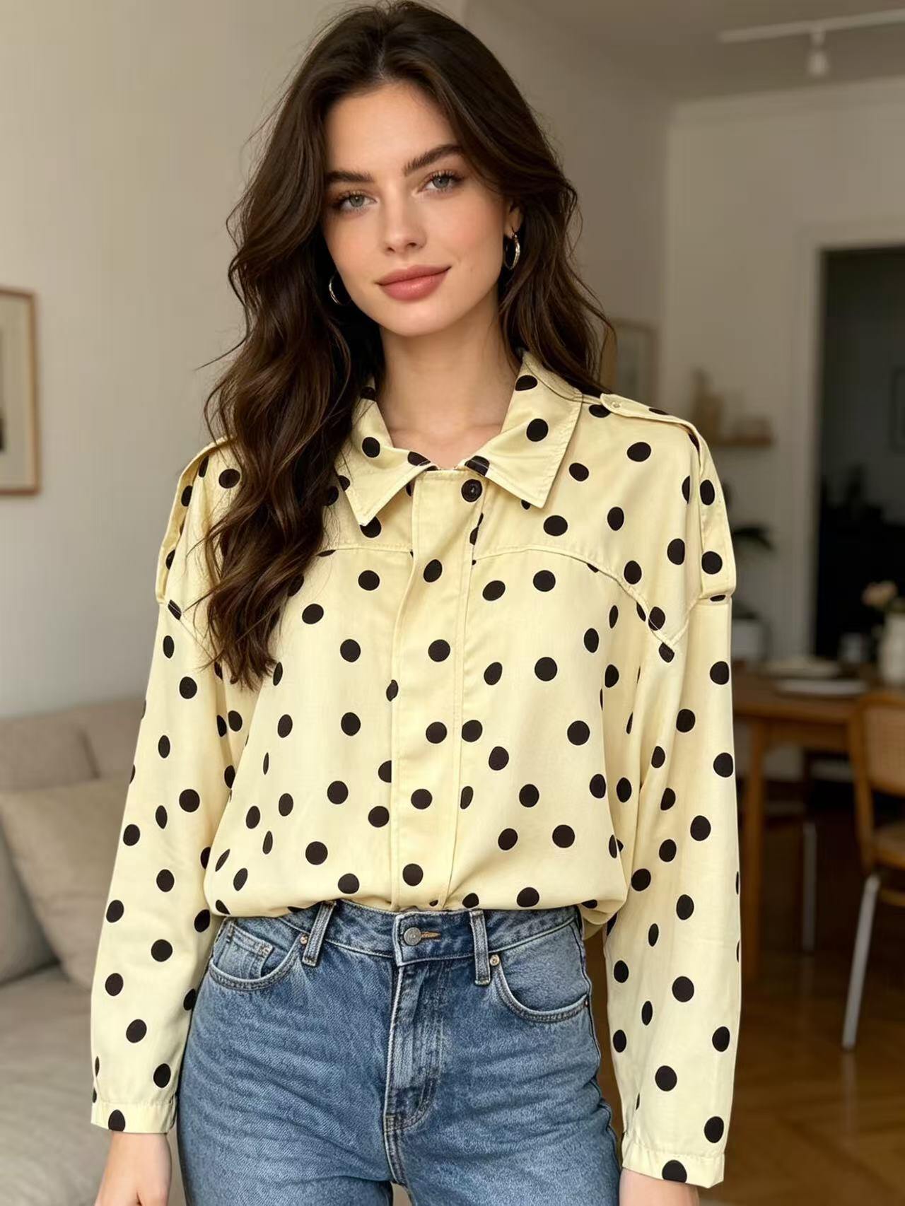 Mayorista MP - Chaqueta estilo bomber con estampado de lunares