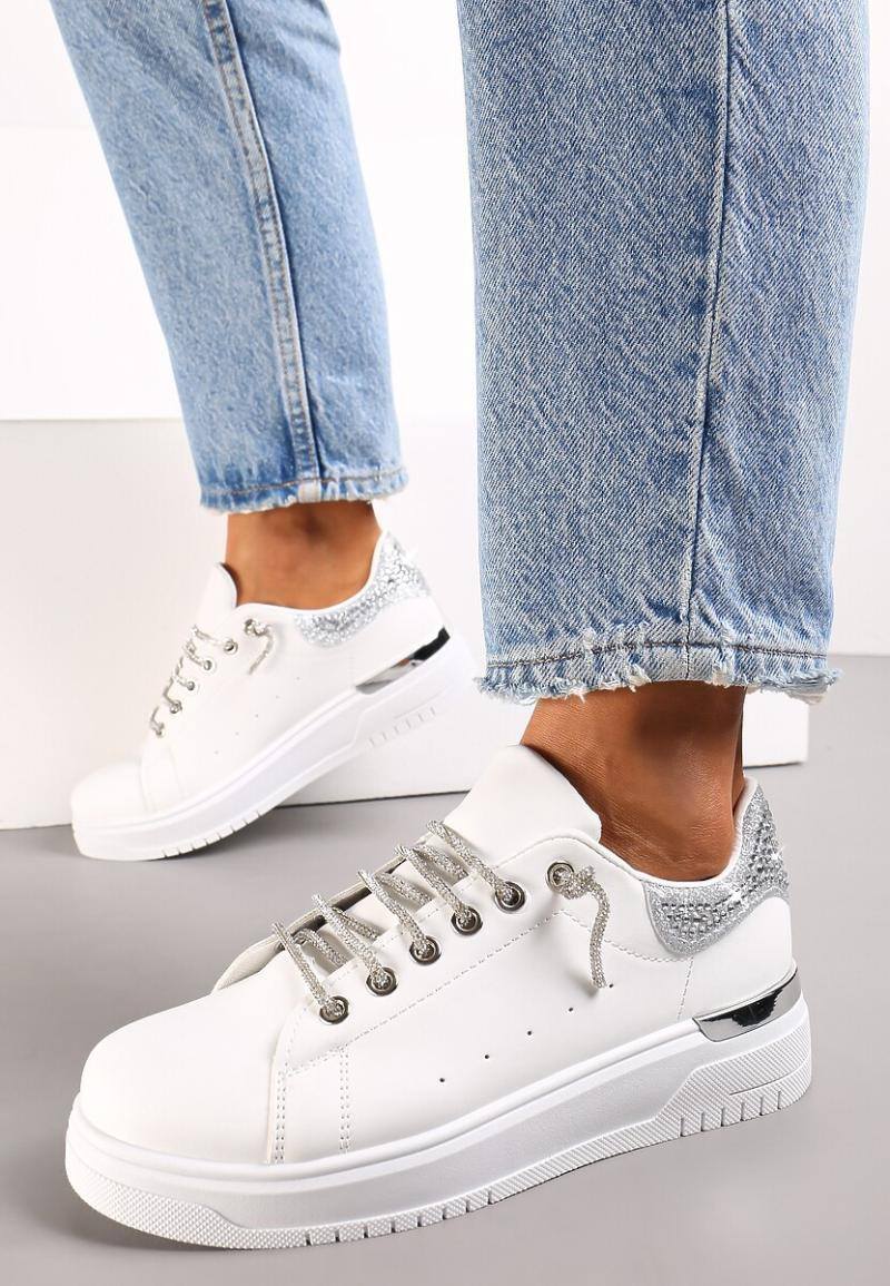 Wholesaler Mulanka - lace-up sneakers with a buckle and rhinestones on the back