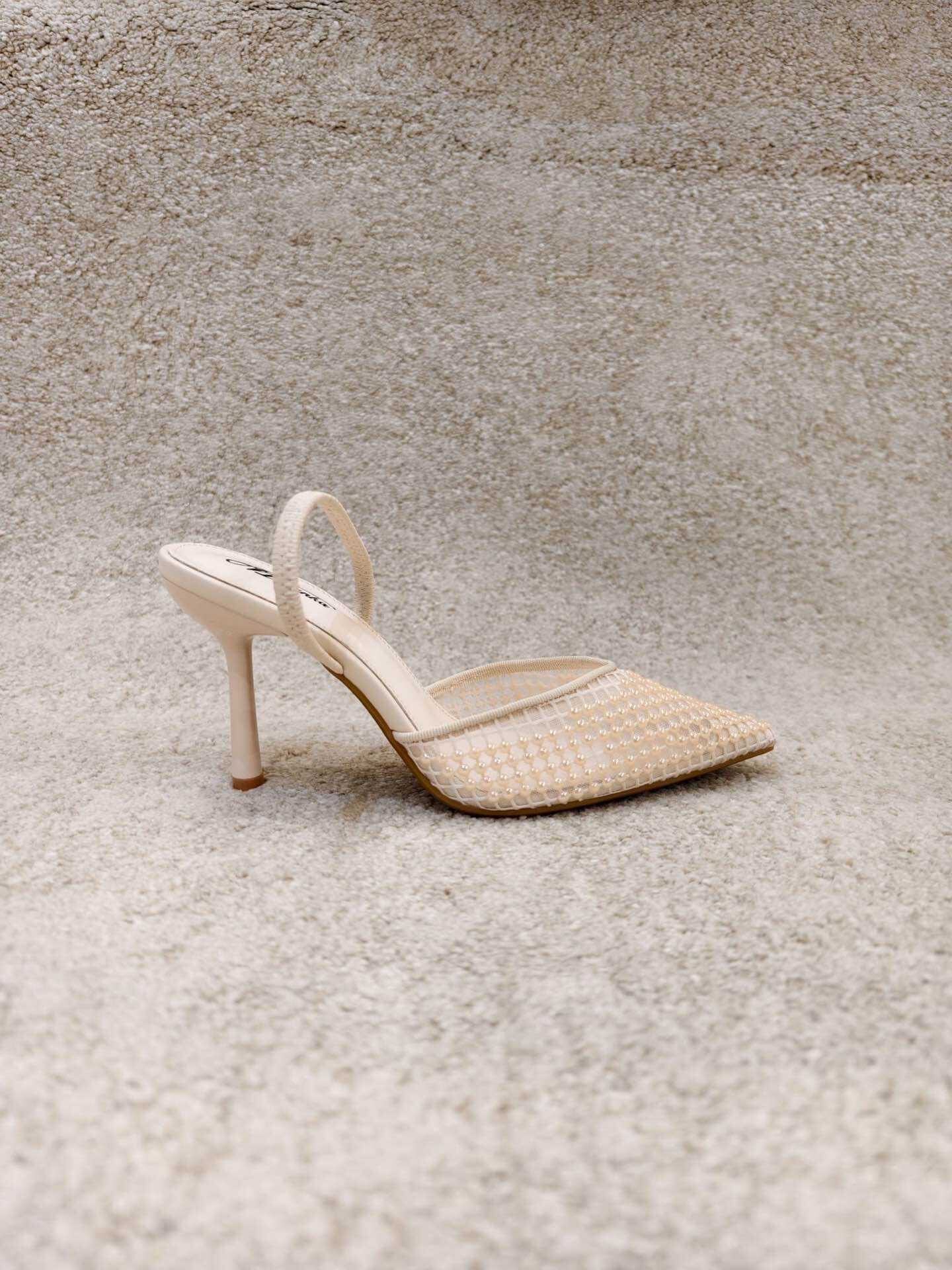 Wholesaler Mulanka - Sequin and lace slingback pumps