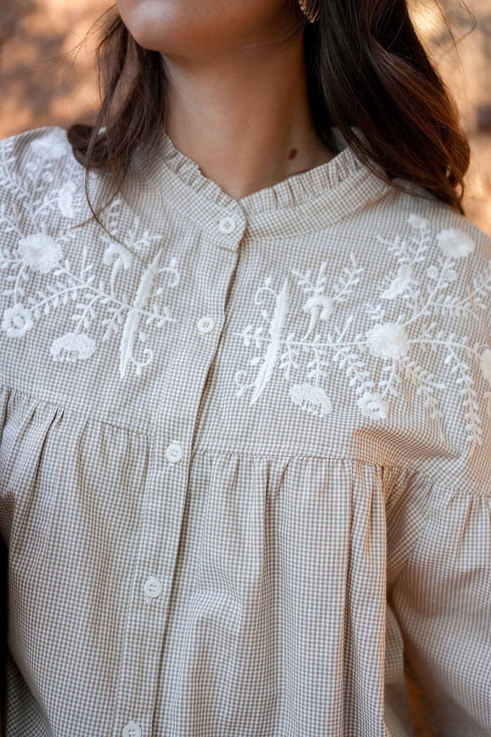 Wholesaler MUSY MUSE - Checkered blouse with Borderie