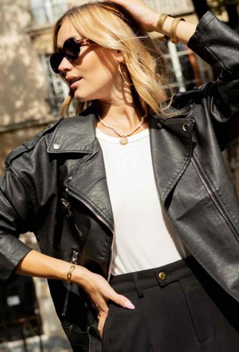 Großhändler MUSY MUSE - Lederjacke mit Reißverschluss