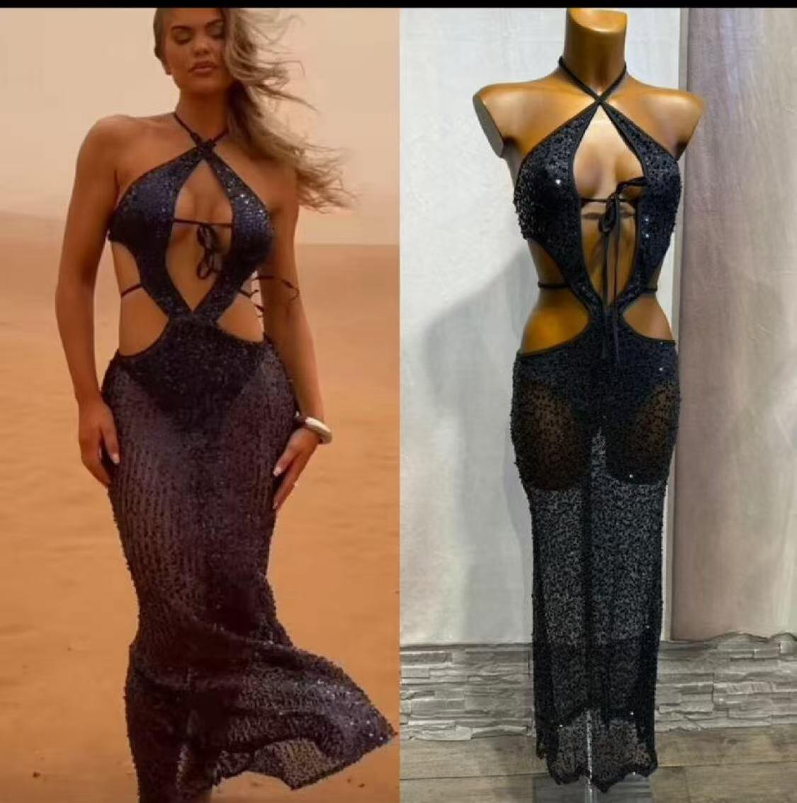 Wholesaler MW Studio - Sequin dress with a plunging neckline