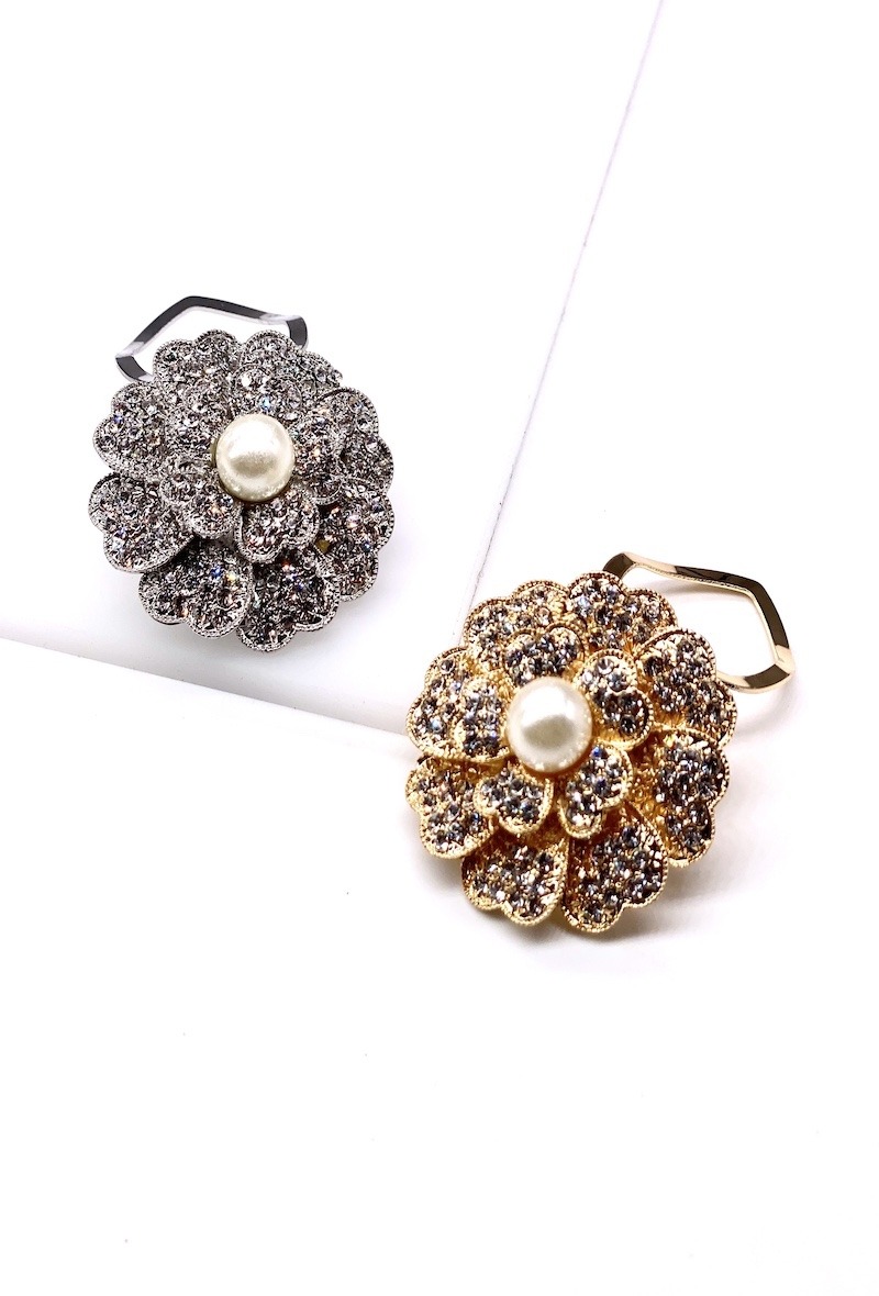 Wholesaler MY ACCESSORIES PARIS - Scarf clip pearl & crystal