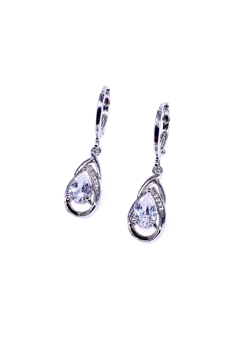 Grossiste MY ACCESSORIES PARIS - Boucle d'oreille rhodium & zirconium