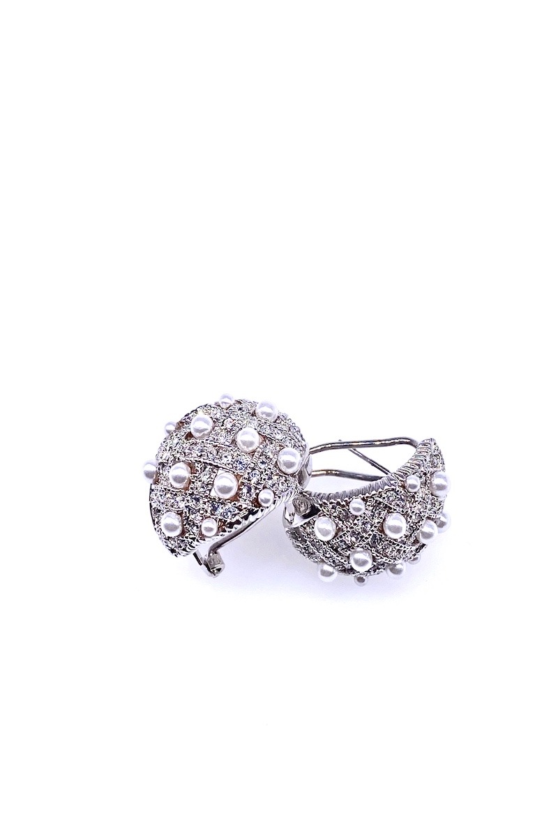 Grossiste MY ACCESSORIES PARIS - Boucle d'oreille rhodium & zirconium