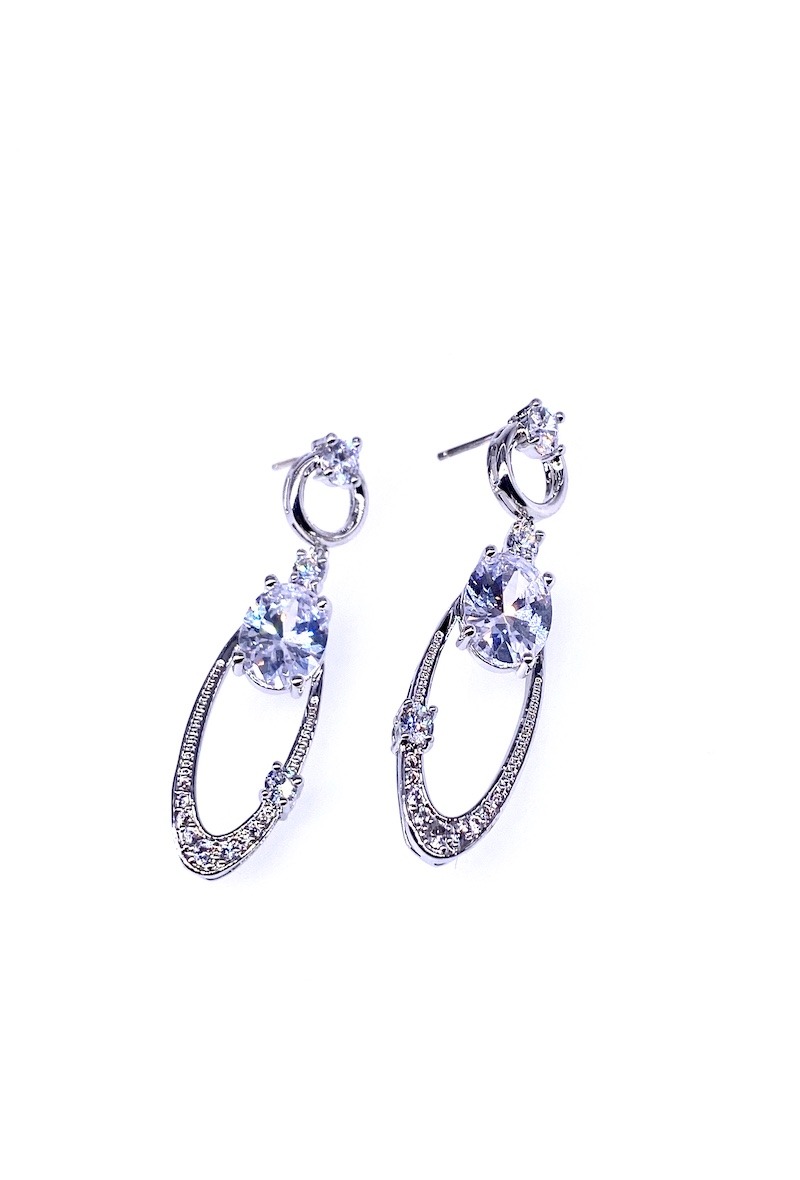 Grossiste MY ACCESSORIES PARIS - Boucle d'oreille rhodium & zirconium