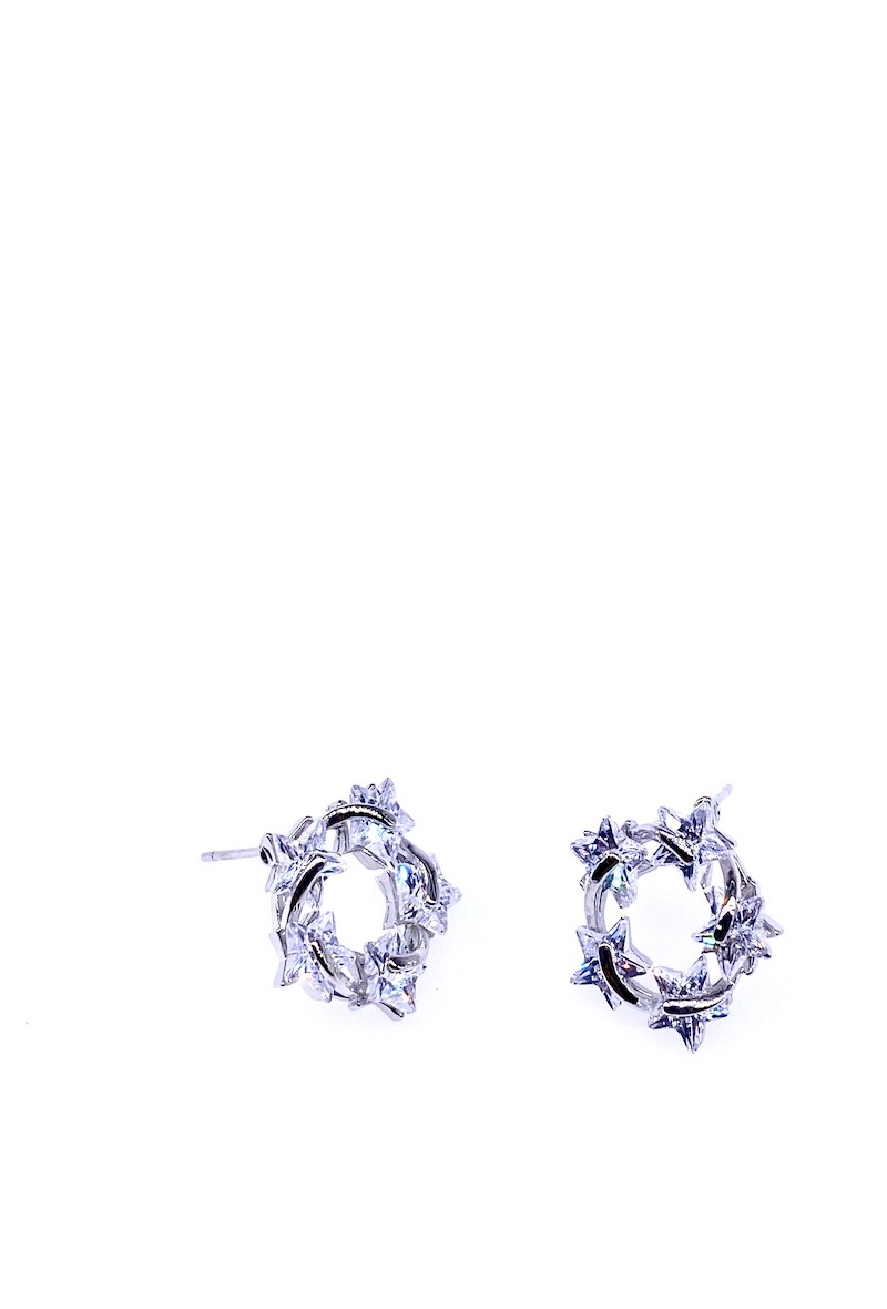Grossiste MY ACCESSORIES PARIS - Boucle d'oreille rhodium & zirconium