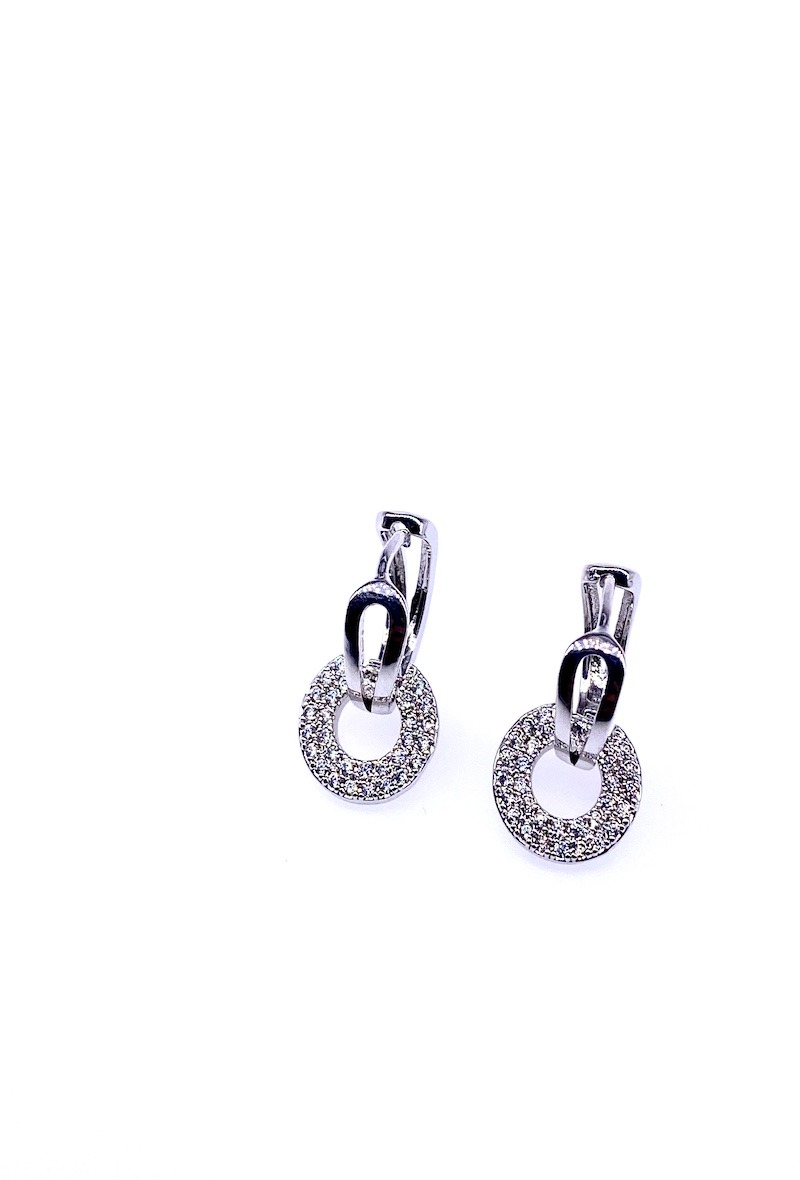 Grossiste MY ACCESSORIES PARIS - Boucle d'oreille rhodium & zirconium