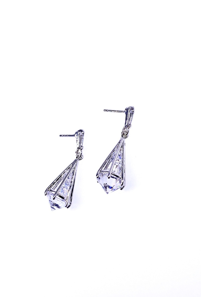 Grossiste MY ACCESSORIES PARIS - Boucle d'oreille rhodium & zirconium