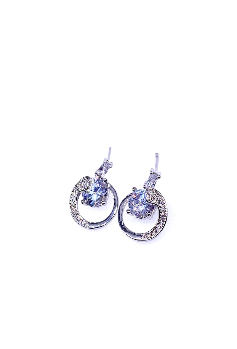 Grossiste MY ACCESSORIES PARIS - Boucle d'oreille rhodium & zirconium