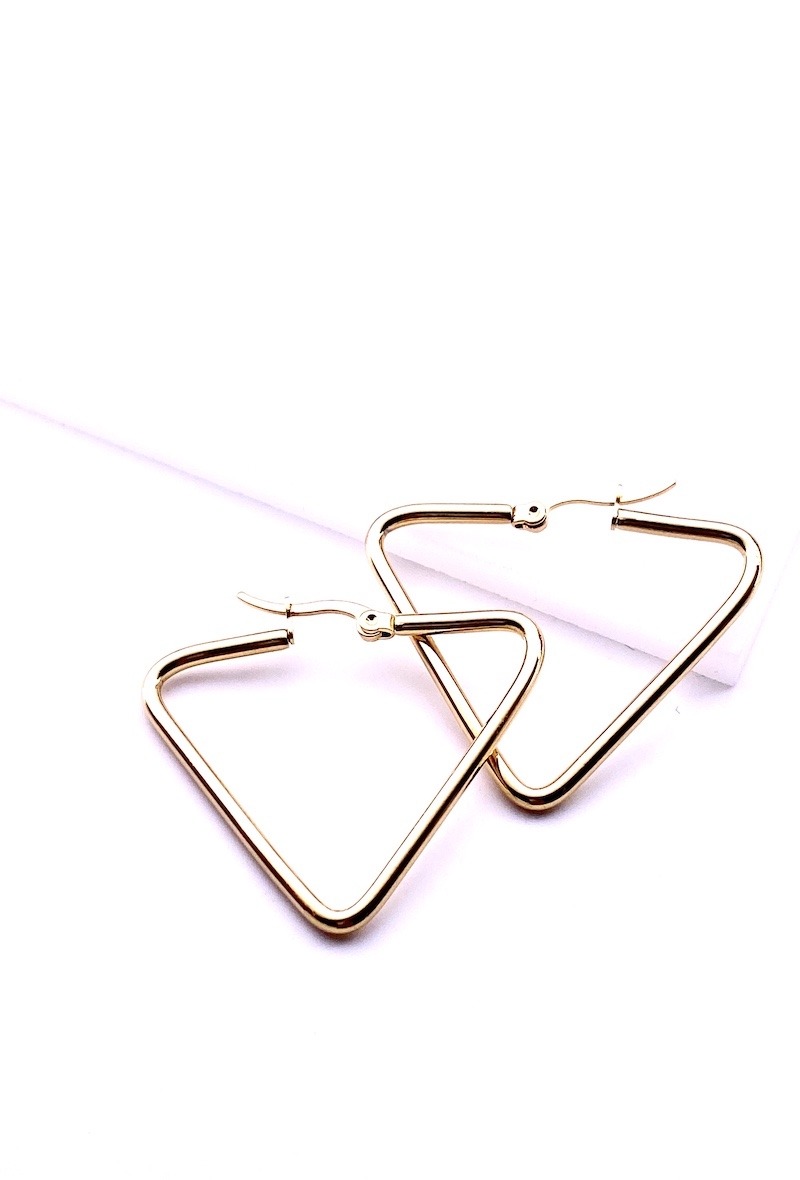 Grossiste MY ACCESSORIES PARIS - Boucle d'oreille triangle, acier inoxydable