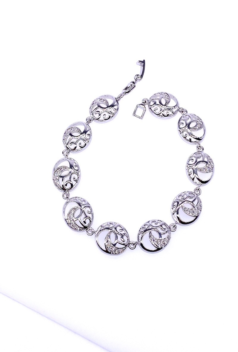 Grossiste MY ACCESSORIES PARIS - Bracelet rhodium & zirconium