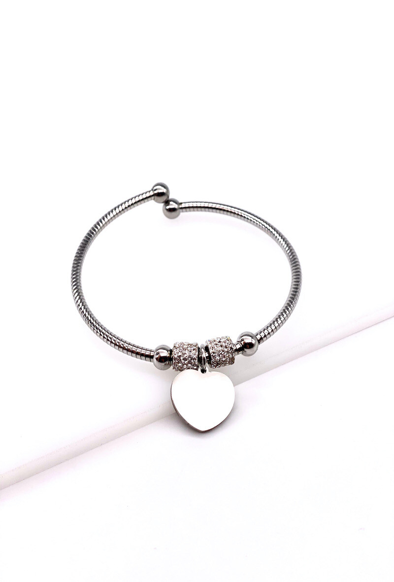Grossiste MY ACCESSORIES PARIS - Bracelet cable acier inoxydable coeur