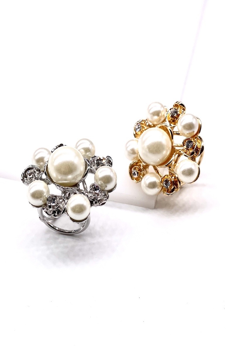 Grossiste MY ACCESSORIES PARIS - Anneau foulard perle & cristal