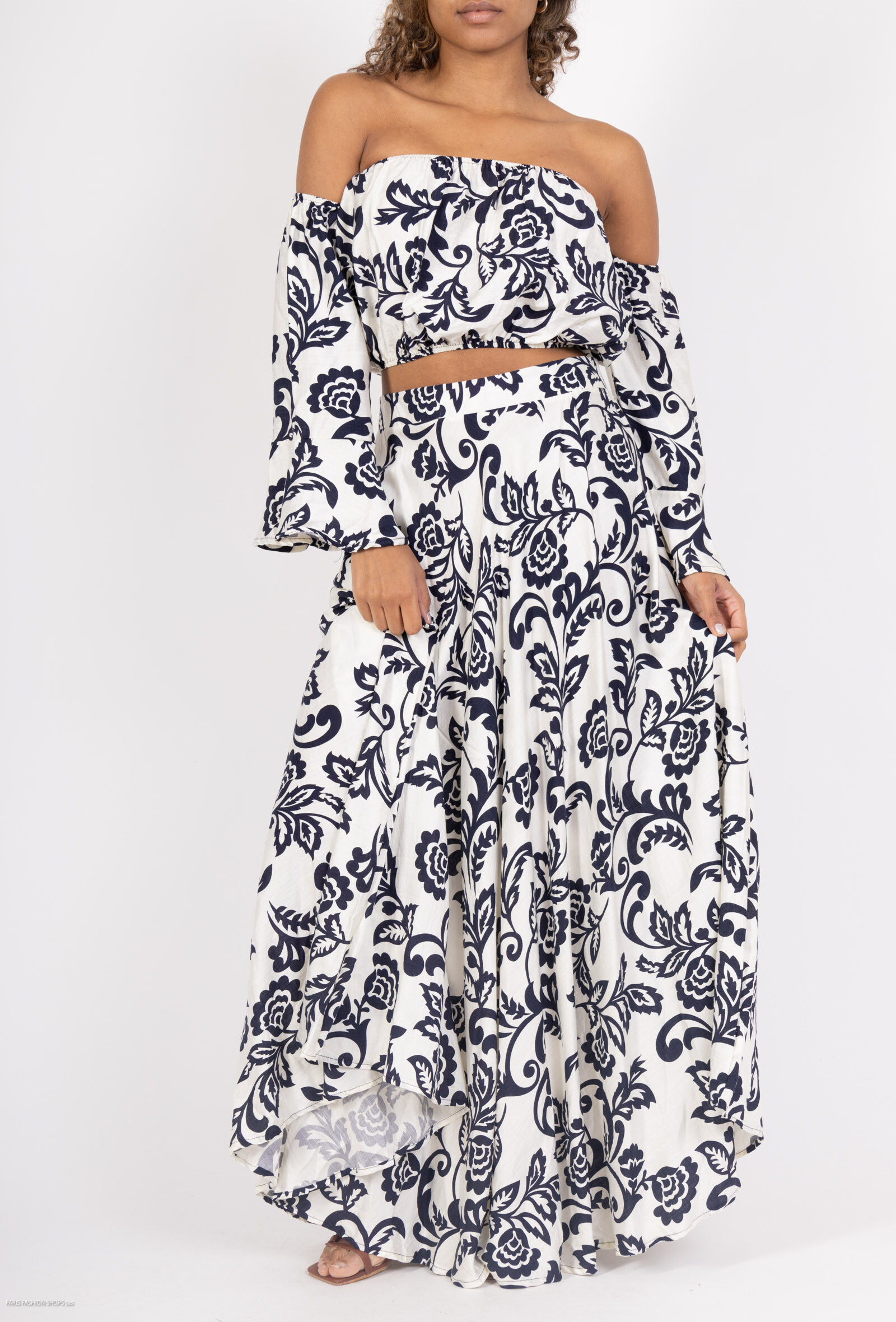 Wholesaler My Queen - Bust maker with sleeve and flowery printed skirt