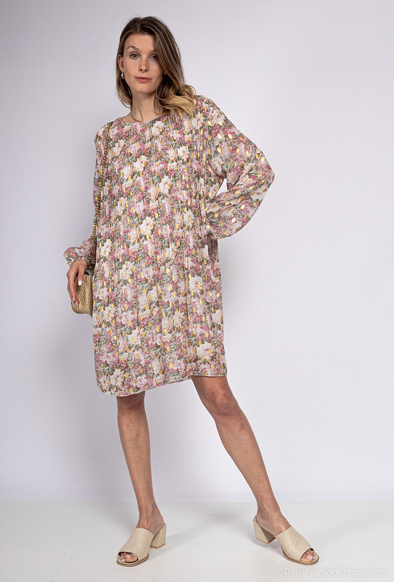 Grossiste My Queen - Robe plissé imprimé floral