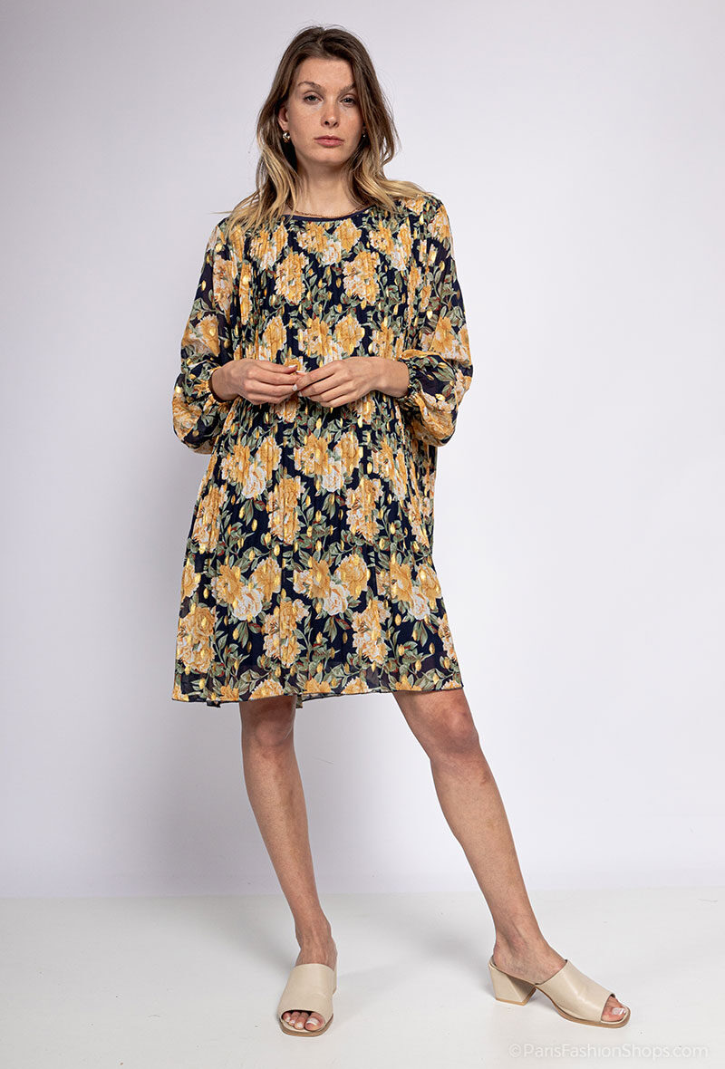 Grossiste My Queen - Robe plissé imprimé floral