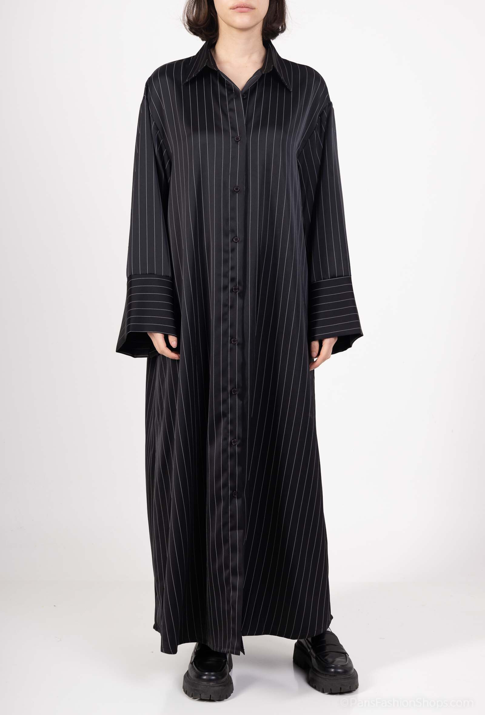 Wholesaler My Queen - Dress with a striped shirt collar