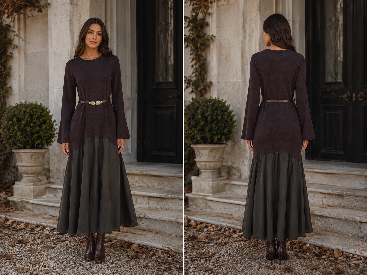 Grossiste My Queen - Robe longue en maille – Ceinture bijou