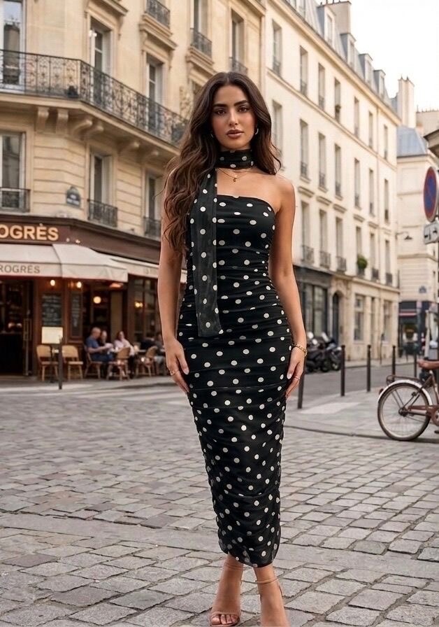 Mayorista My Queen - Vestido sin tirantes de lunares