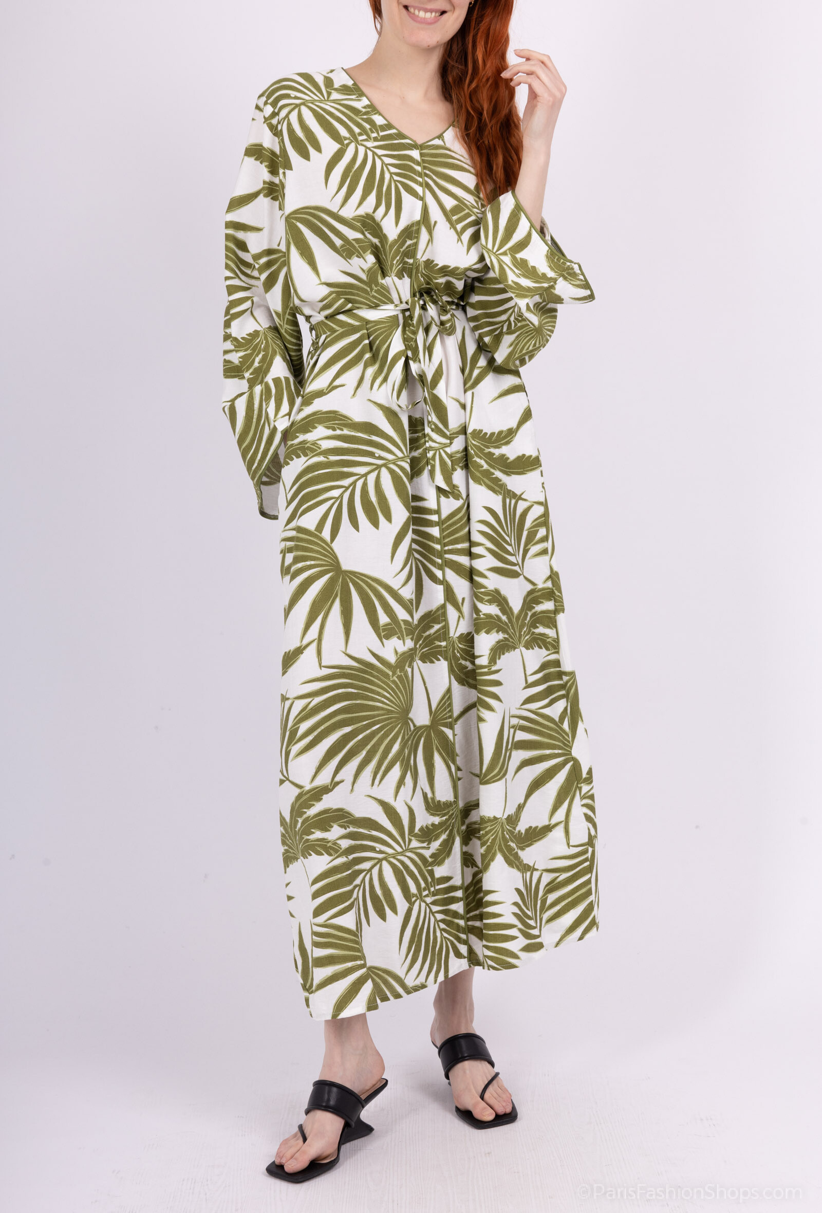 Wholesaler My Queen - Leaf printed dress - Natural elegance and freshness