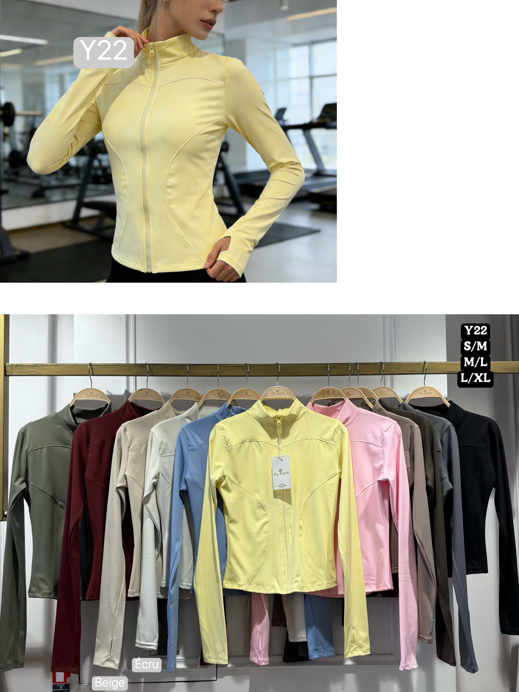 Großhändler My Queen - Reißverschluss-Sport/Yoga/Pilates-Jacke mit Daumenlöchern