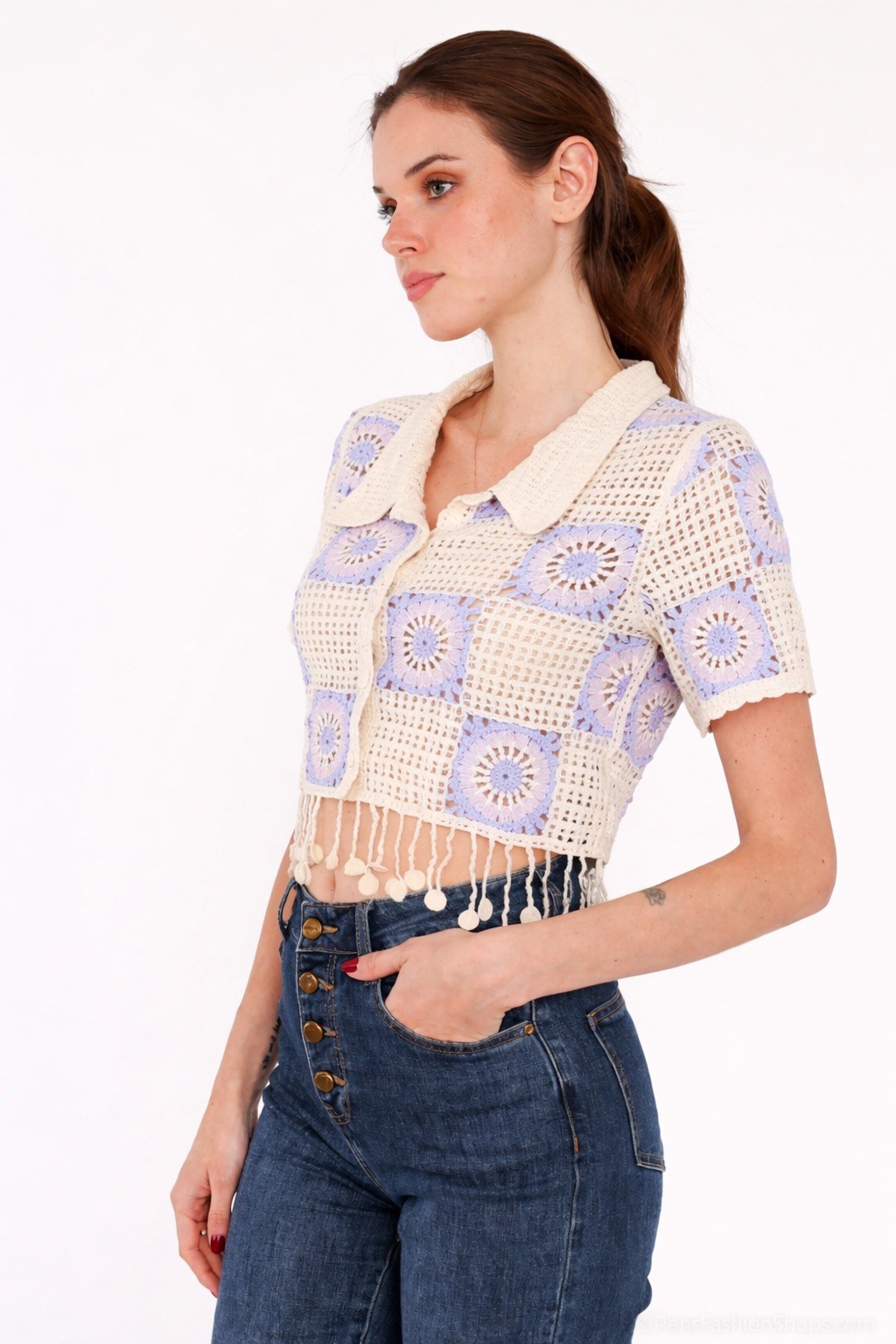 Grossiste My Queen - Débardeur gilet dentelle en crochet