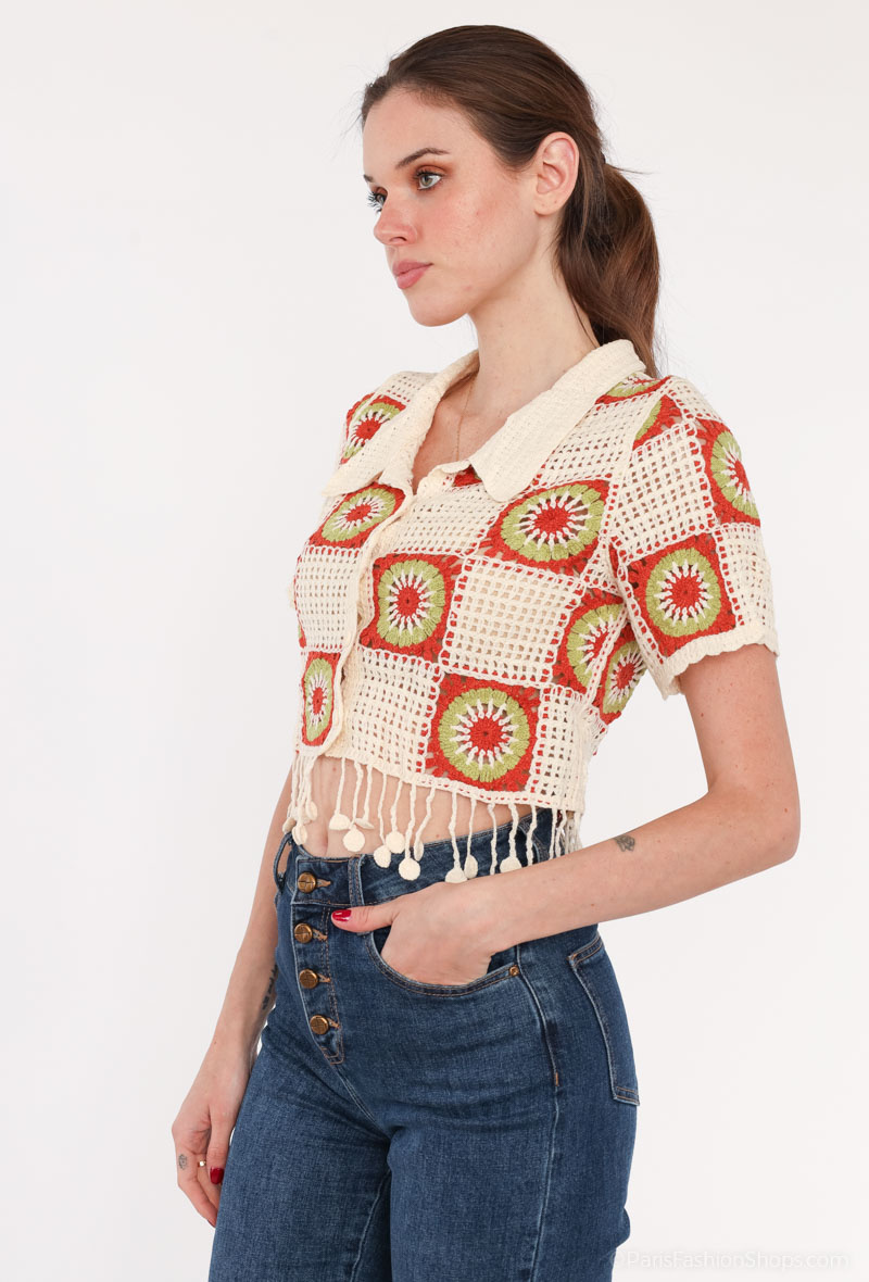 Wholesaler My Queen - Crochet lace tank top