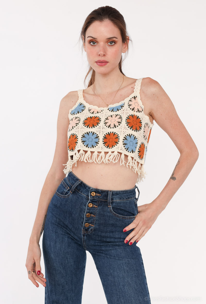 Wholesaler My Queen - Crochet lace tank top