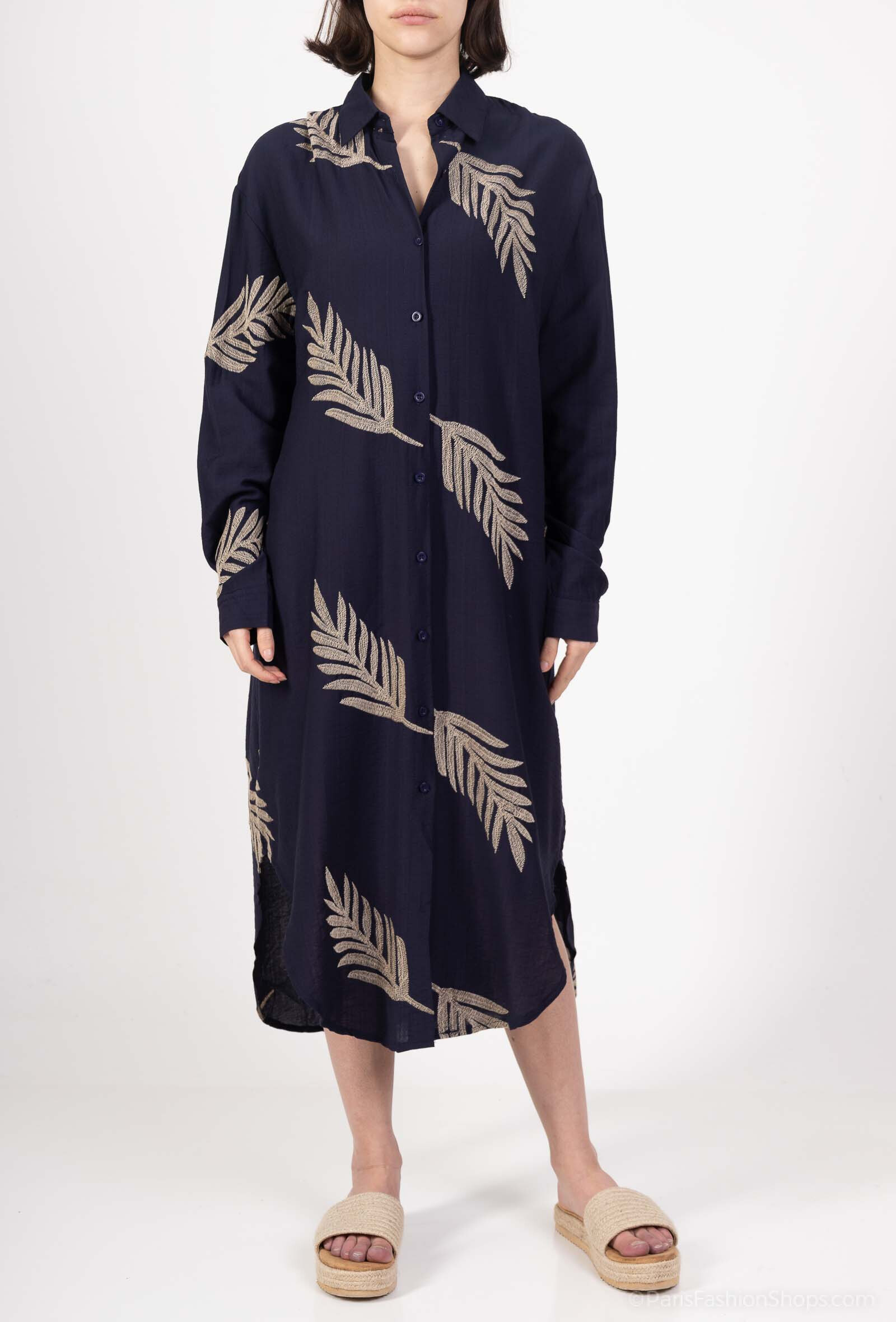 Wholesaler My Queen - Leaf embroidered tunic