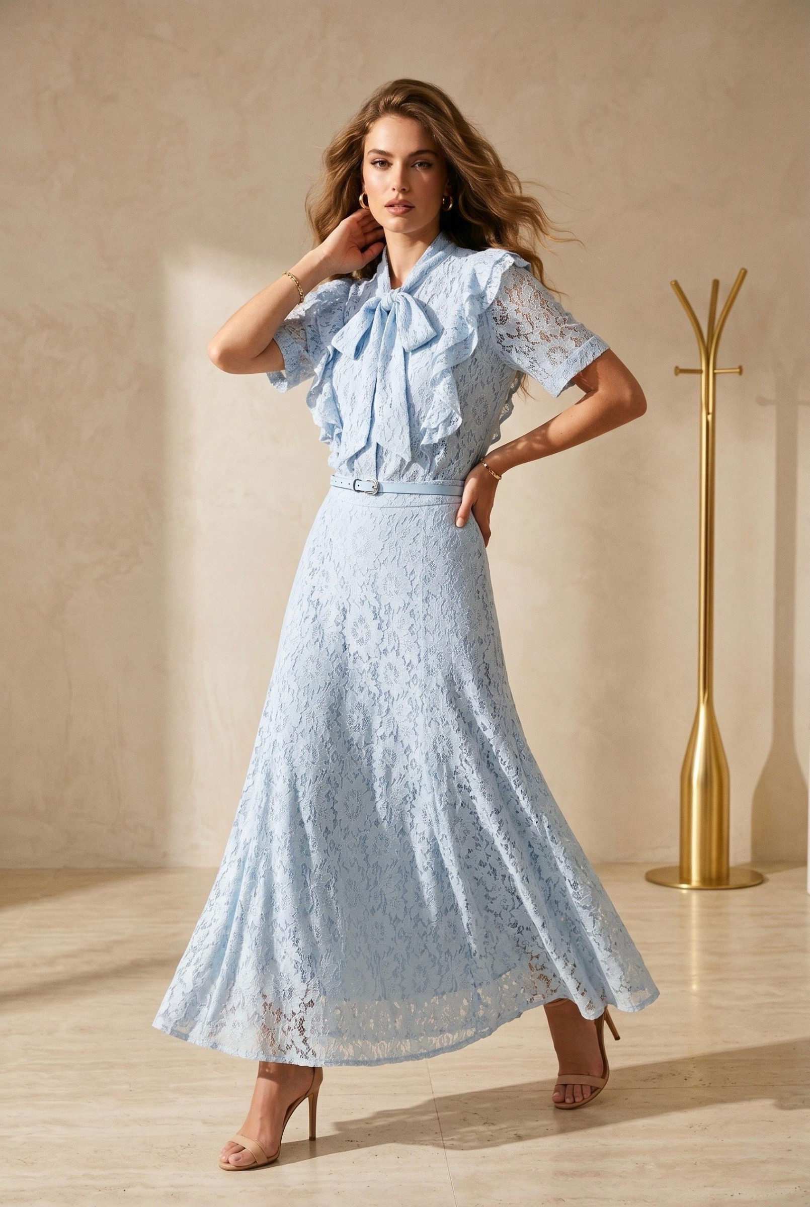Mayorista My Style - Conjunto de blusa y falda de encaje